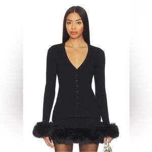 Show Me Your Mumu Sasha Long Sleeve Top Size XL In Black Fur NWT